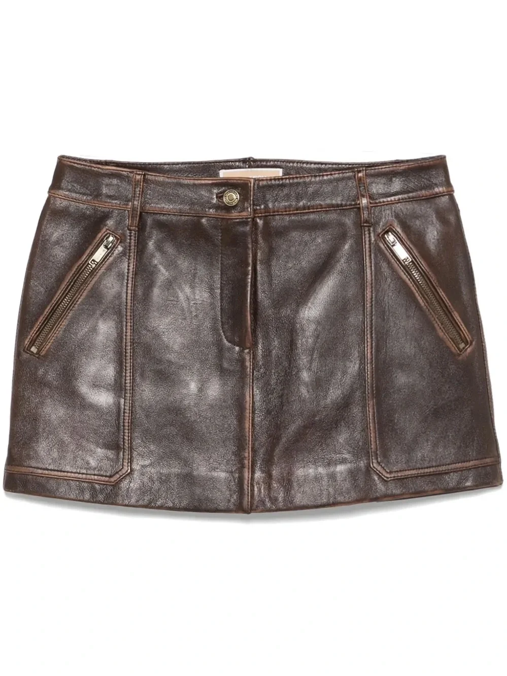 Michael Kors Brown Leather Mini Skirt